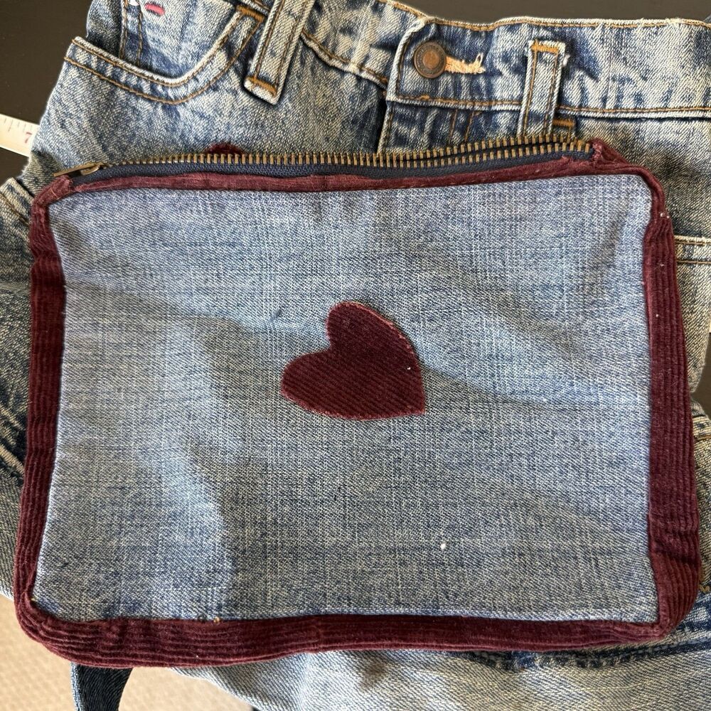 Handmade Levi’s Denim Jean Upcylced Unlined Crossbody Bag Patchwork Y2K 90’s Art - Picture 11 of 16